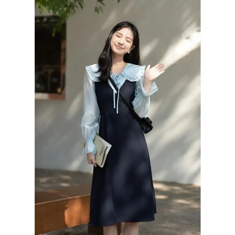 Women 2022 Spring Autumn New French Fake Two Piece Dress Female Long Sleeve Stitching Dresses Ladies Loose A-line Vestidos K143
Women 2022 Spring Autumn New French Fake Two Piece Dress Female Long Sleeve Stitching Dresses Ladies Loose A-line Vestidos K143