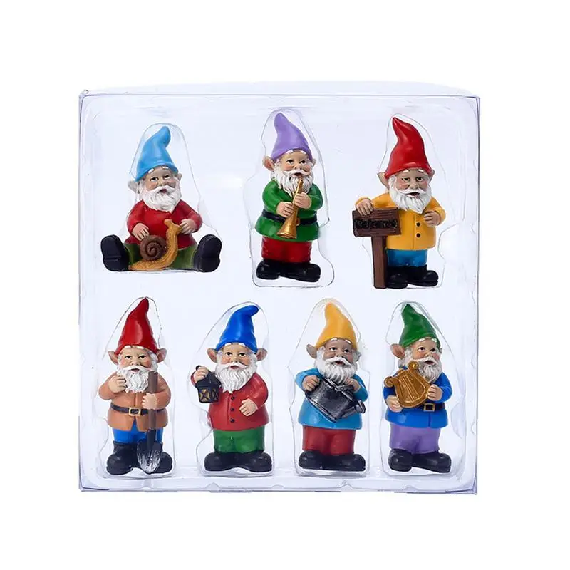 

Outdoor Gnome Statues 7Pcs Miniature Resin Christmas Gnomes Figurines Interesting Landscape Decor For Patio Yard Lawn Fairy