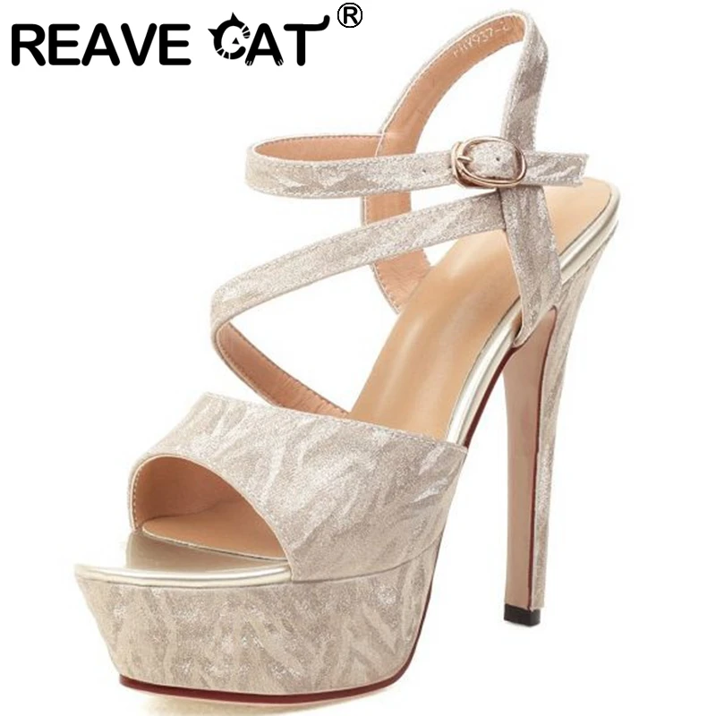 REAVE CAT Women Sandals Platform Peep Toe Thin Heels Crossed Buckle Straps Fashion Big Size 32-43 Gold Silver Party Summer S3355
REAVE CAT Women Sandals Platform Peep Toe Thin Heels Crossed Buckle Straps Fashion Big Size 32-43 Gold Silver Party Summer S3355