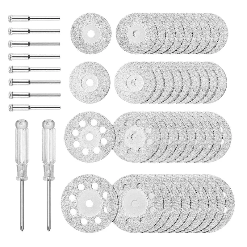40Pcs Diamond Cutting Wheel Kit 545 Cut Off Discs Coated For Rotary Tools With 8 Pcs 3Mm Mandrel
40Pcs Diamond Cutting Wheel Kit 545 Cut Off Discs Coated For Rotary Tools With 8 Pcs 3Mm Mandrel