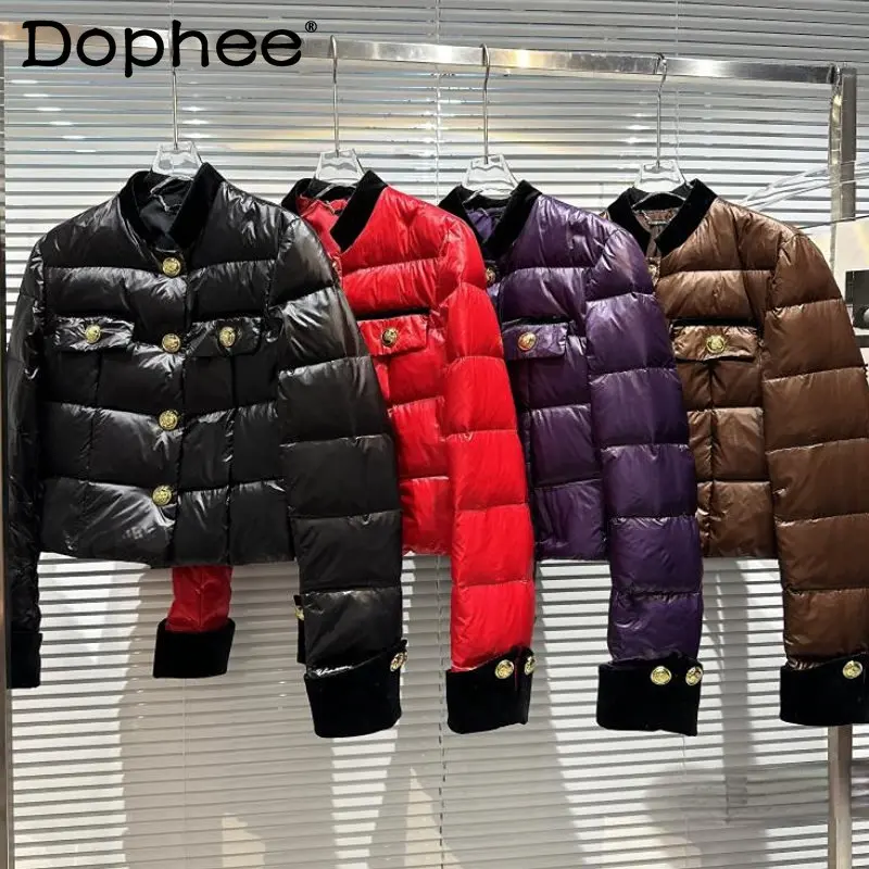 White Duck Down Short Jacket Women 2022 Spring Winter New Classic Style Retro Metal Buttons Stand Velvet Collar Warm Coat
White Duck Down Short Jacket Women 2022 Spring Winter New Classic Style Retro Metal Buttons Stand Velvet Collar Warm Coat