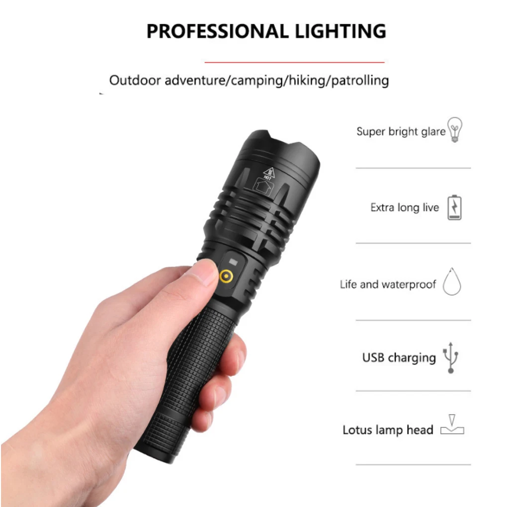 Flashlight Hard Light Life Five Gears Portable Torch Waterproof Fast Solid Lamp Camping Night Fully Sealed Durable
Flashlight Hard Light Life Five Gears Portable Torch Waterproof Fast Solid Lamp Camping Night Fully Sealed Durable