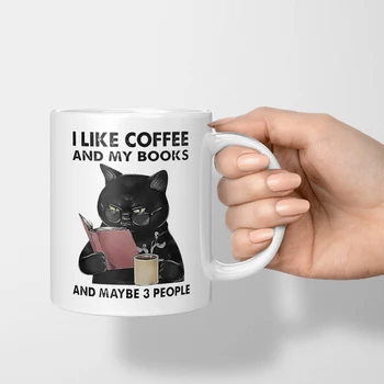 I like coffee and my book Mug 11oz Creative Ceramic Milk Cup HomeTea Cup Friends Birthday Coffee Mug