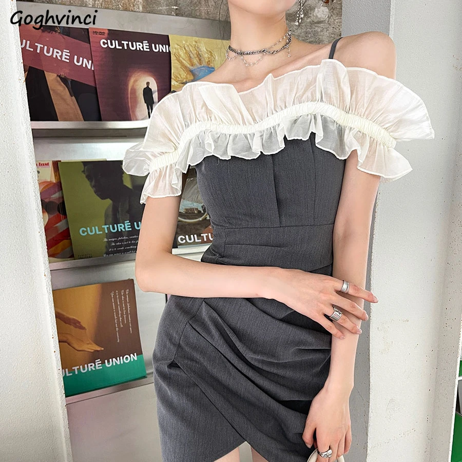 Dress Woman Patchwork French Style Fit Ladies Slash Neck Summer Chic Clothing Spaghetti Strap Fashion Street Wear Trendy Slim
Dress Woman Patchwork French Style Fit Ladies Slash Neck Summer Chic Clothing Spaghetti Strap Fashion Street Wear Trendy Slim