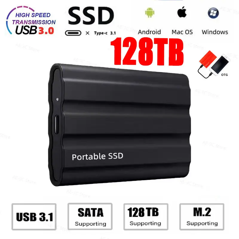 

Внешний твердотельный накопитель SSD для мобильных устройств, флеш-накопитель 64 ТБ, USB 3,1, 8 ТБ, тонкий высокоскоростной мини-Накопитель SSD, устройство флэш-памяти