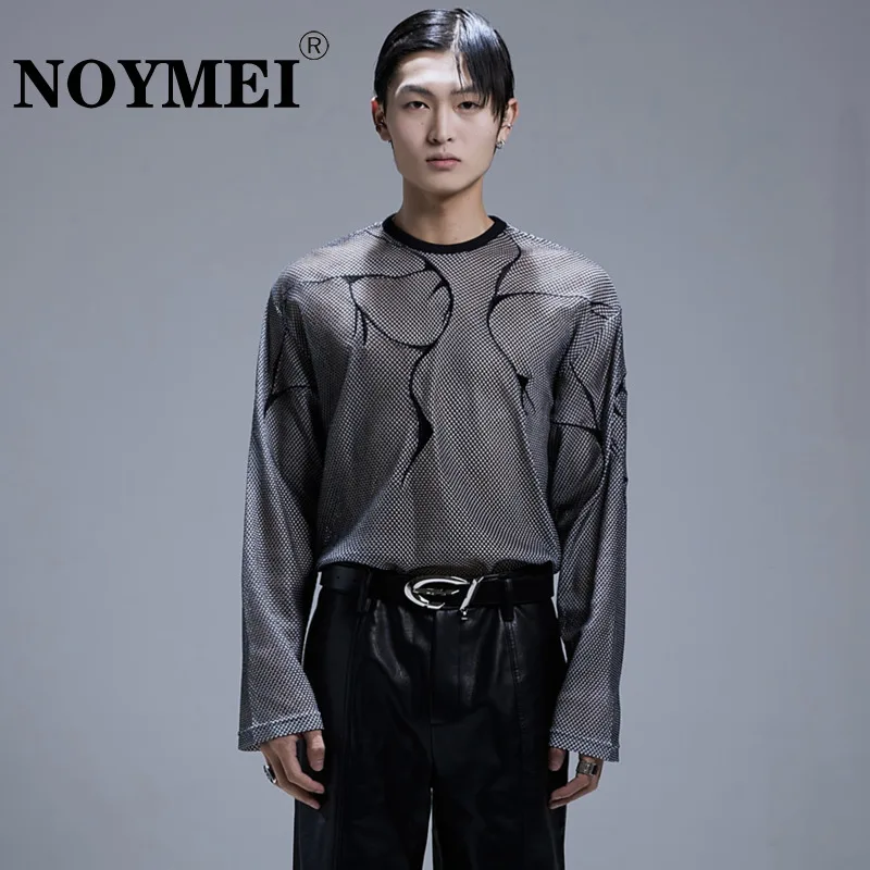 NOYMEI Long Sleeve Sexy Men's T-shirt Round Neck Hollow Out Embroidery Transparency American Cool Sense Summer Male Top WA2206
NOYMEI Long Sleeve Sexy Men's T-shirt Round Neck Hollow Out Embroidery Transparency American Cool Sense Summer Male Top WA2206