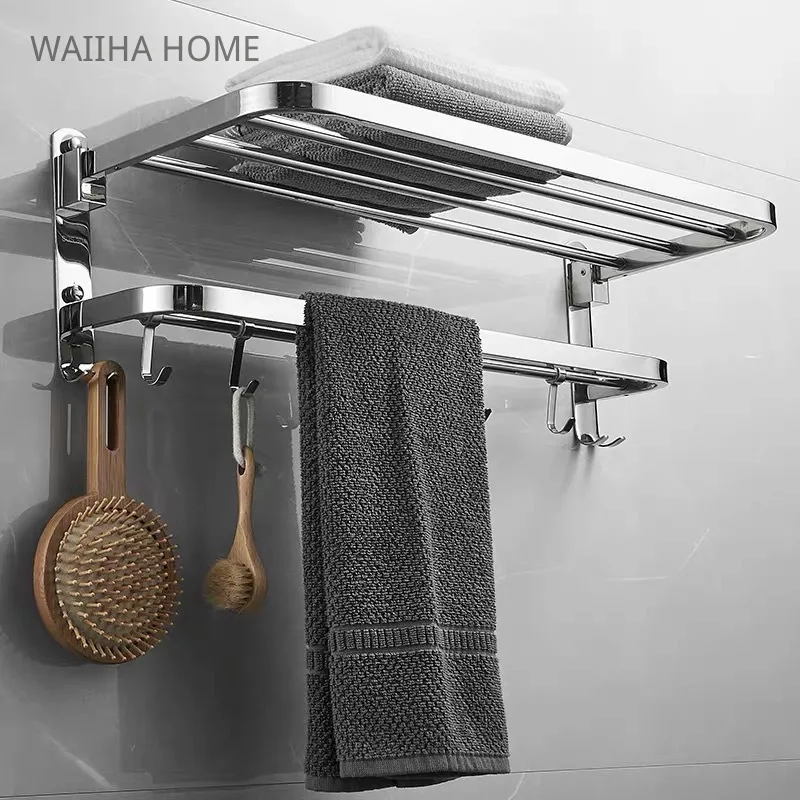 Stainless Steel Bathroom Storage Rack Wall Mounted Foldable Bath Towel Rack Rail Holder Storage Shelf with 4 Sliding Hooks
Stainless Steel Bathroom Storage Rack Wall Mounted Foldable Bath Towel Rack Rail Holder Storage Shelf with 4 Sliding Hooks
