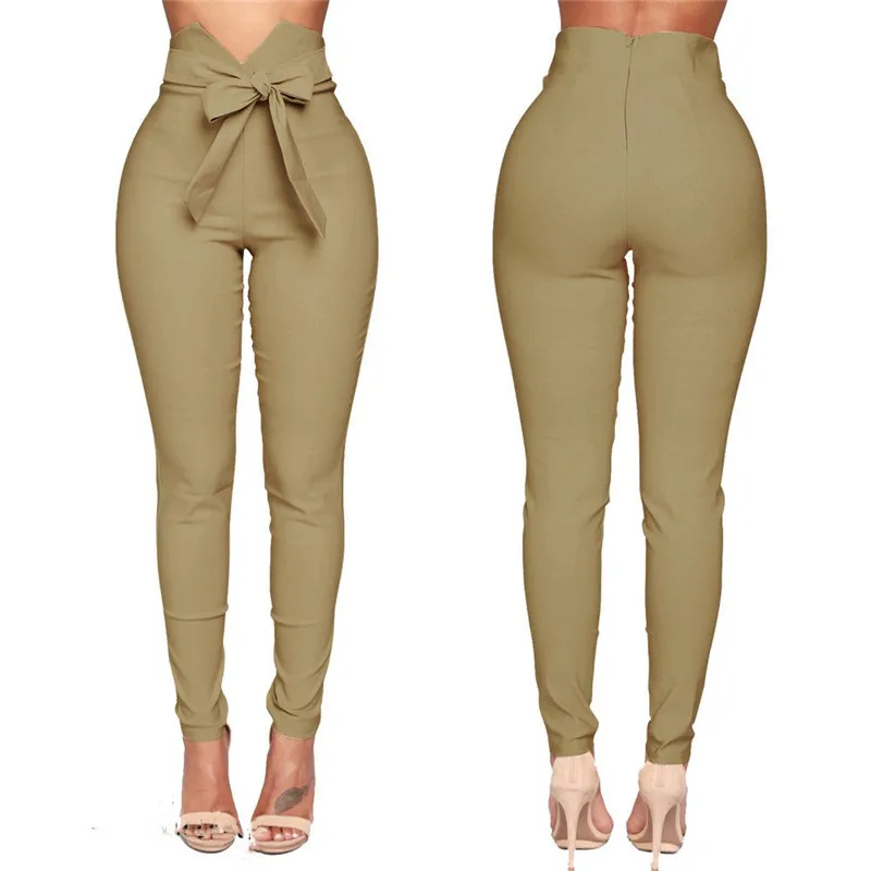 Trousers Women High Waist Casual Pants Fashion Ladies Bowknot Long Slim Skinny Pant Bandage Elastic Pencil Trousers With Sashes
Trousers Women High Waist Casual Pants Fashion Ladies Bowknot Long Slim Skinny Pant Bandage Elastic Pencil Trousers With Sashes