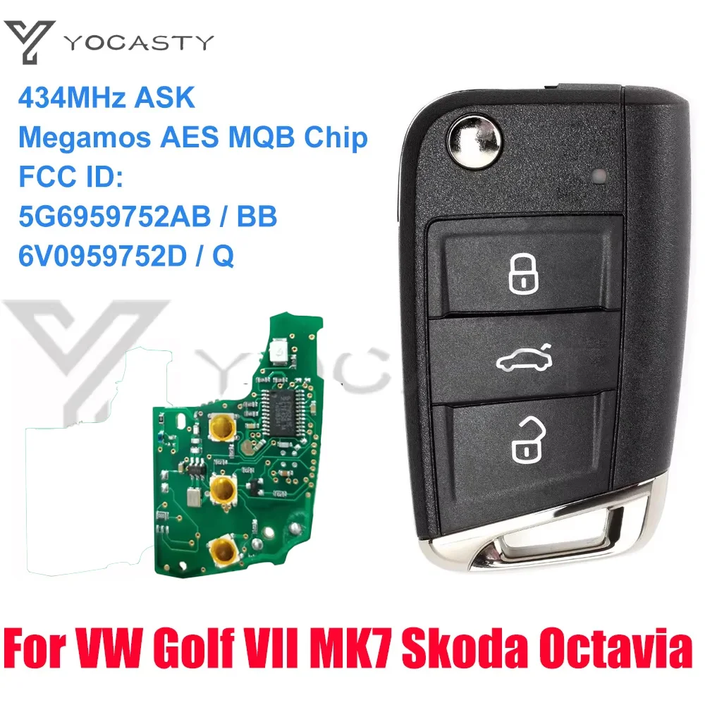 YOCASTY дистанционный ключ от машины 433 МГц Megamos MQB чип для VW Golf Mk7 Polo Tiguan Skoda Octavia Leon 2012-20175G 6959752 АБ ББ 6В 0959752 Д