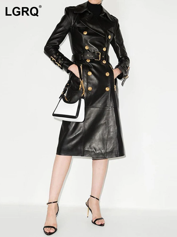 LGRQ Female New Coat Long Sleeve Turn-down Collar Pu Leather Double Breasted Belt Trench For Women 2023 Spring Fashion 19J3294
LGRQ Female New Coat Long Sleeve Turn-down Collar Pu Leather Double Breasted Belt Trench For Women 2023 Spring Fashion 19J3294