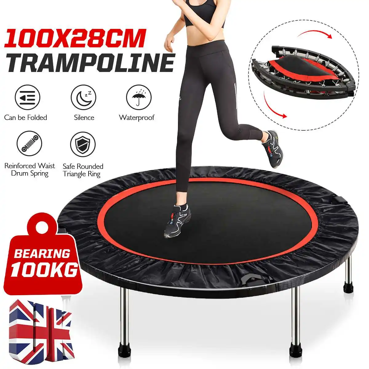 Large 100cm Indoor Trampoline Foldable Adult Children Jumping Bed Outdoor Trampolines Exercise Bed Fitness Equipment Trampolines
Large 100cm Indoor Trampoline Foldable Adult Children Jumping Bed Outdoor Trampolines Exercise Bed Fitness Equipment Trampolines