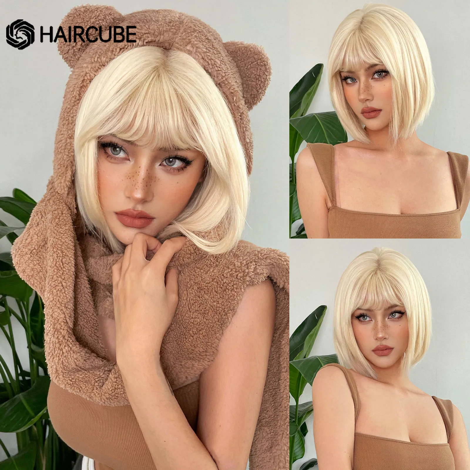 HAIRCUBE Short White Platinum Synthetic Wigs Natural Straight Bob Wig for Women Heat Resistant Daily Lolita Wig With Bangs Fibre
HAIRCUBE Short White Platinum Synthetic Wigs Natural Straight Bob Wig for Women Heat Resistant Daily Lolita Wig With Bangs Fibre