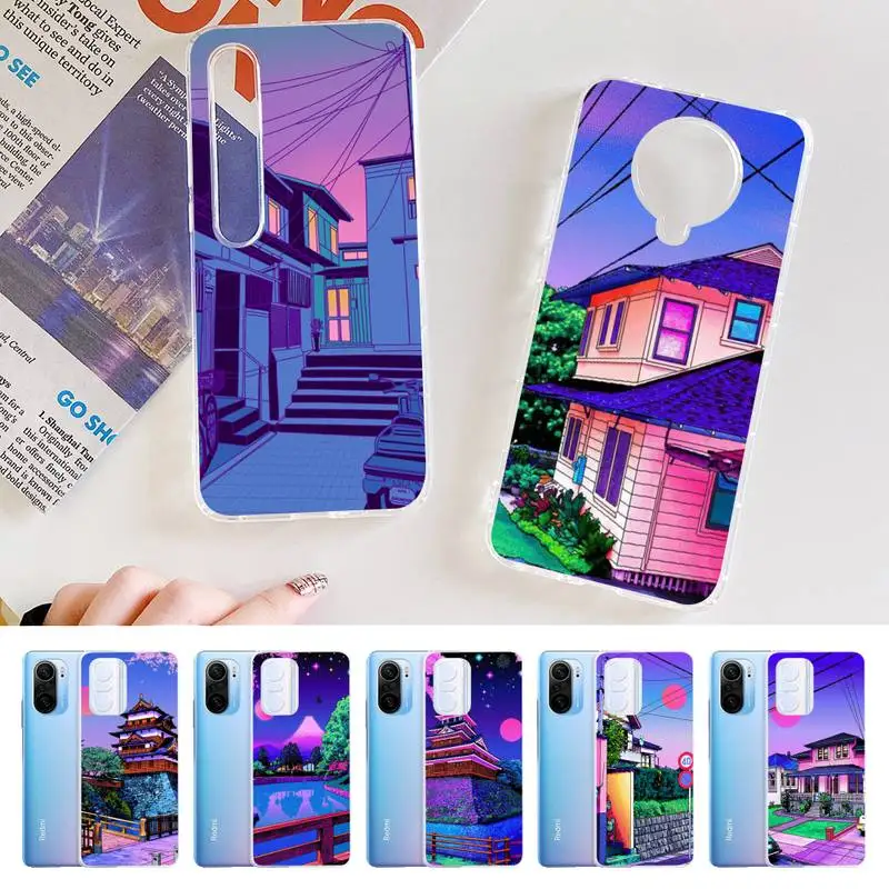 

Japanese Anime Hand Painted House scenery Phone Case for Samsung S21 A10 for Redmi Note 7 9 for Huawei P30Pro Honor 8X 10i cover