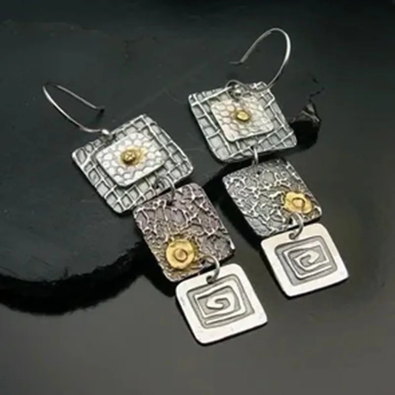 KYTRD Punk Geometric Carved Square Dangle Earrings Women Tribal Jewelry Vintage Metal Handmade Long Hook Earrings Gift
KYTRD Punk Geometric Carved Square Dangle Earrings Women Tribal Jewelry Vintage Metal Handmade Long Hook Earrings Gift