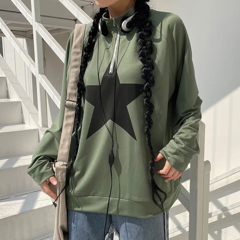 Star Print Oversized Sweatshirt Women Vintage Turn Down Collar Zip Up Sweatshirts 2022 Autumn Winter Pullover Top Y2k Streetwear
Star Print Oversized Sweatshirt Women Vintage Turn Down Collar Zip Up Sweatshirts 2022 Autumn Winter Pullover Top Y2k Streetwear