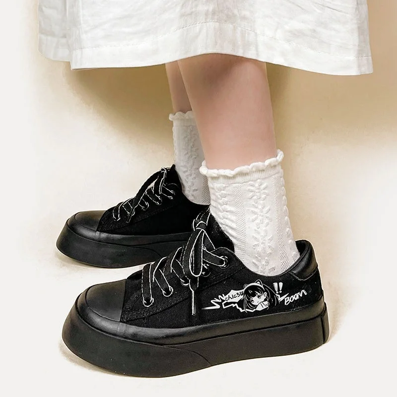 Anime Canvas Shoes 2022 Summer Fashion Cartoon Print Vulcanized Shoes Japanese Style Kawaii Casual Black Platform Sneakers
Anime Canvas Shoes 2022 Summer Fashion Cartoon Print Vulcanized Shoes Japanese Style Kawaii Casual Black Platform Sneakers