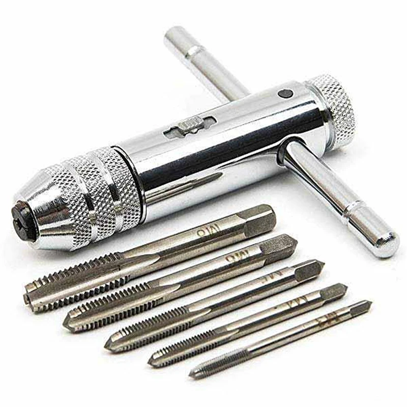 5PCS M3-M8 T-Handle Ratchet Tap Wrench Handle Reamer Adjustable Machine Screw Thread Metric Plug Tap Machinist Tool
5PCS M3-M8 T-Handle Ratchet Tap Wrench Handle Reamer Adjustable Machine Screw Thread Metric Plug Tap Machinist Tool