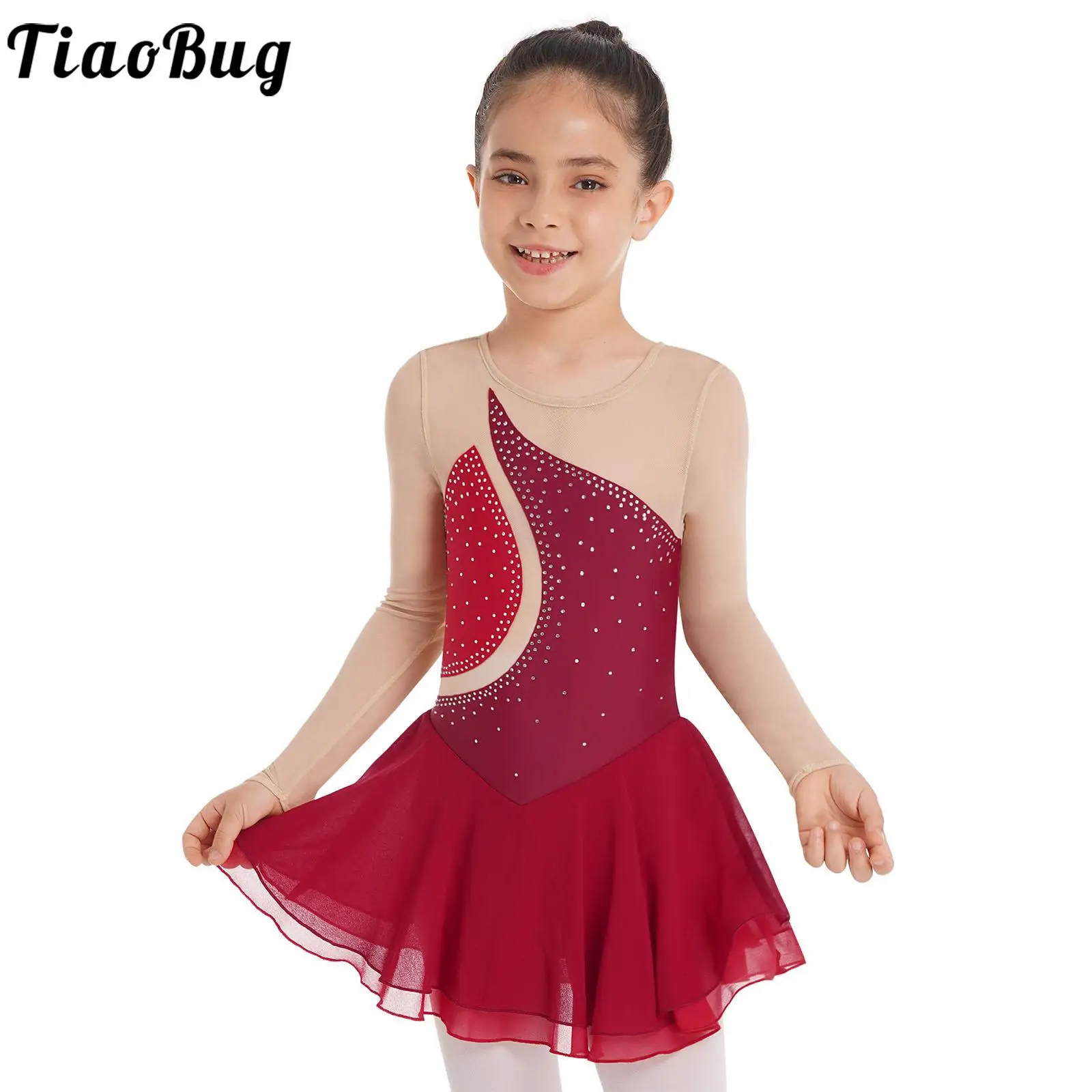 Kids Girls Roller Skating Competition Performance Skirted Leotard Costume Long Sleeves Shiny Rhinestone Mesh Tulle Dance Dress
Kids Girls Roller Skating Competition Performance Skirted Leotard Costume Long Sleeves Shiny Rhinestone Mesh Tulle Dance Dress