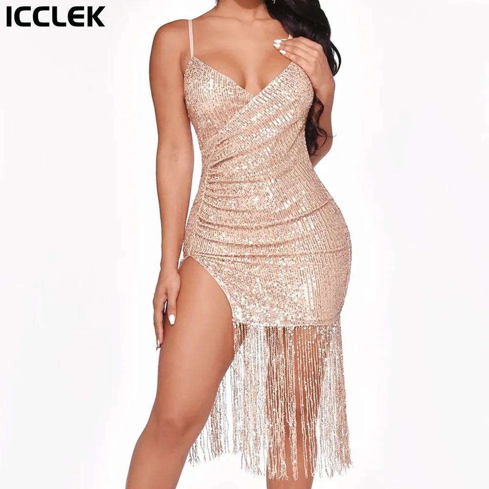 Sexy V-neck Tassel Suspender Midi Dresses for Women 2022 Summer Elegant Sequins Bodycon Dress Nightclub Party Dresses Vestido
Sexy V-neck Tassel Suspender Midi Dresses for Women 2022 Summer Elegant Sequins Bodycon Dress Nightclub Party Dresses Vestido