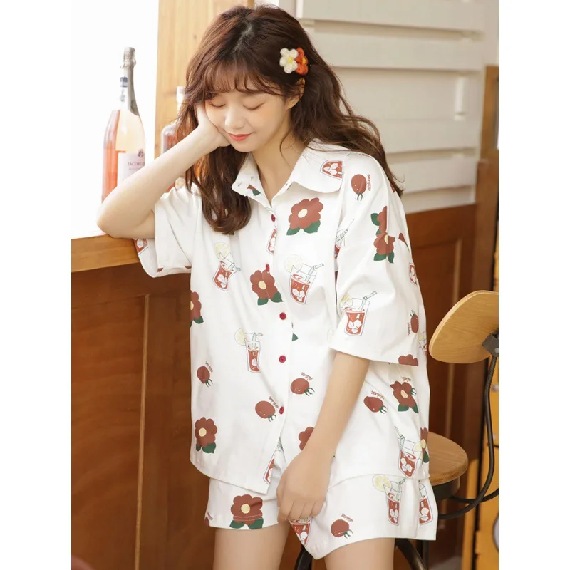 Qweek Women's Pajamas Two Piece Set Summer Pyjamas Printing Kawaii Pijamas Cotton Home Suit Home Clothe Homewear Sleepwear
Qweek Women's Pajamas Two Piece Set Summer Pyjamas Printing Kawaii Pijamas Cotton Home Suit Home Clothe Homewear Sleepwear