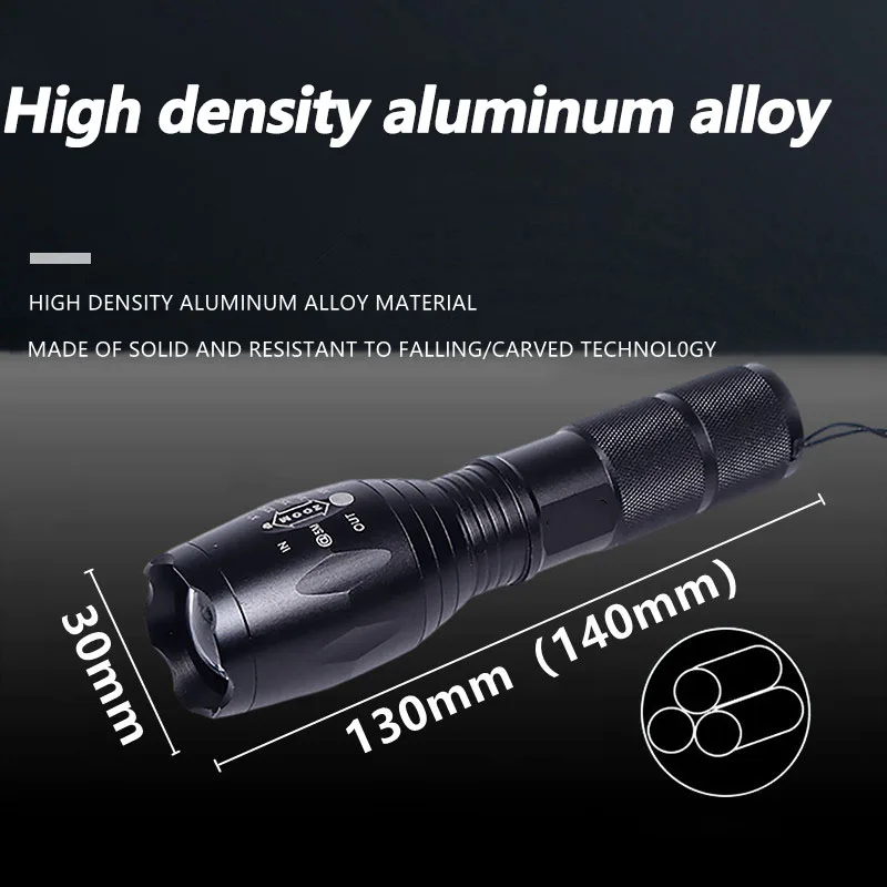 Portable Camping Super Tactical Zoom Torch Flashlight Aluminum Flash Powerful Rechargeable Alloy Light Outdoor Bright
Portable Camping Super Tactical Zoom Torch Flashlight Aluminum Flash Powerful Rechargeable Alloy Light Outdoor Bright