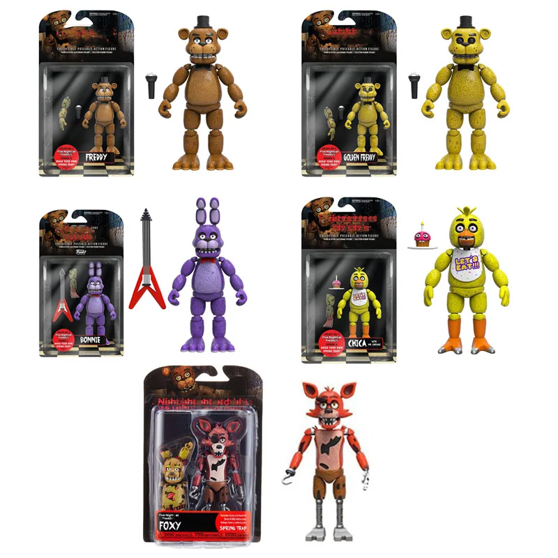 FNAF кошмар экшн-фигурка игрушка Фредди фазбер Бонни Фокси Чика ПВХ аниме Сборная