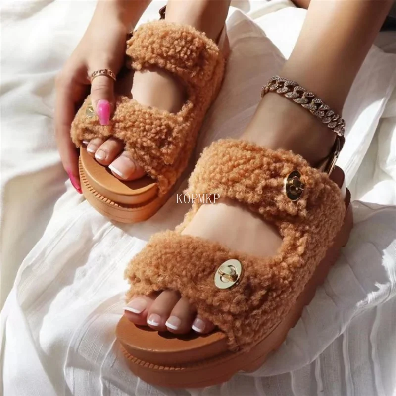 Women Fur Slippers Platform Indoor Non Slip Rubber Sole Slides Metal Fashion Girl Shoes Ladie Flock Zapato Slippers Women Winter
Women Fur Slippers Platform Indoor Non Slip Rubber Sole Slides Metal Fashion Girl Shoes Ladie Flock Zapato Slippers Women Winter