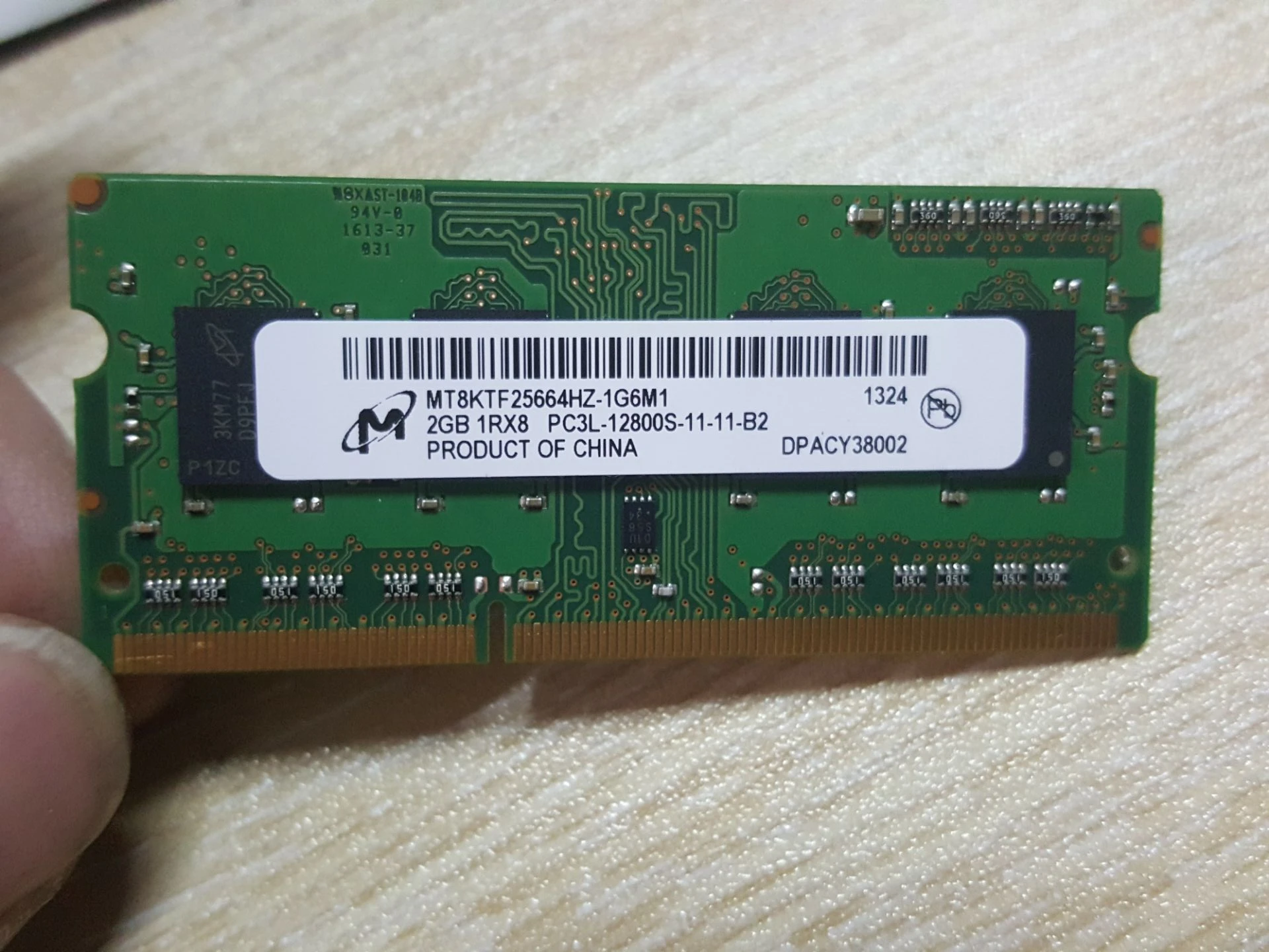 

RAM Micron Micron 2G 1rx8 PC3L-12800S-11-11-B2 MT8KTF25664HZ-1G6M1