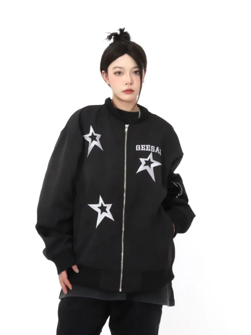 American Vintage Star Embroidery Outerwear Oversize Long Sleeve Coats Women High Street Baseball Leather Jacket Zippers
American Vintage Star Embroidery Outerwear Oversize Long Sleeve Coats Women High Street Baseball Leather Jacket Zippers