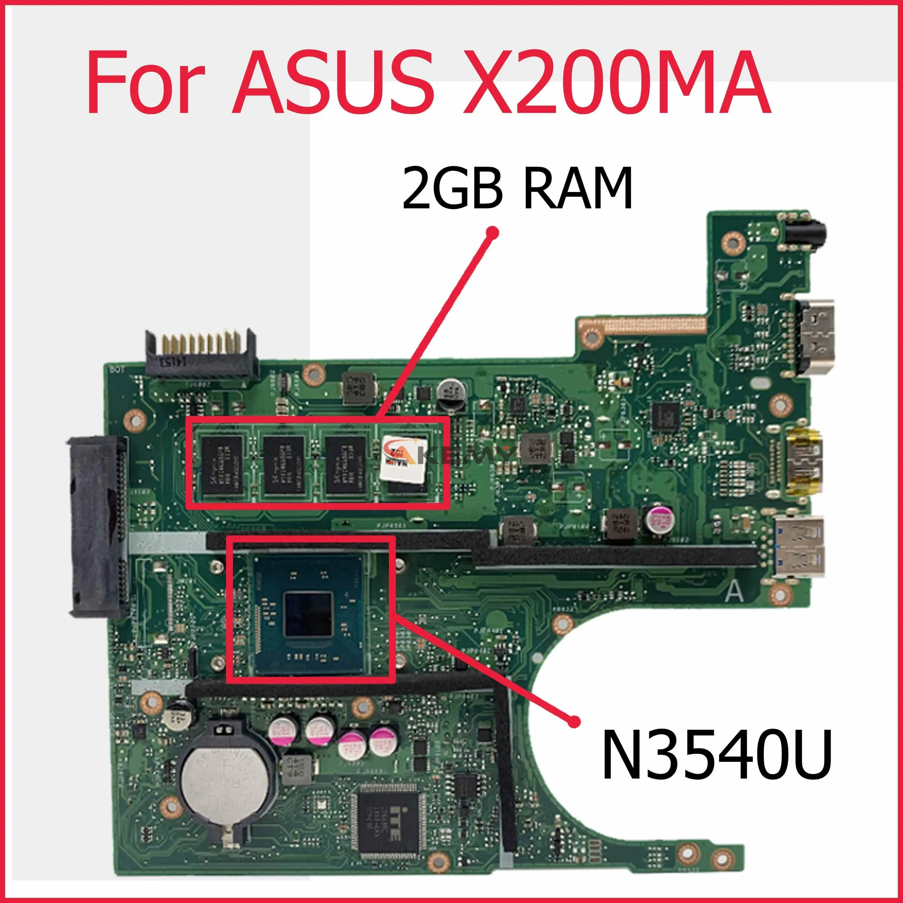 Akemy REV:2.1 For ASUS X200MA Pentium N3540 2G-RAM Laptop Motherboard SR1W2 DDR3 Notebook Mainboard
Akemy REV:2.1 For ASUS X200MA Pentium N3540 2G-RAM Laptop Motherboard SR1W2 DDR3 Notebook Mainboard