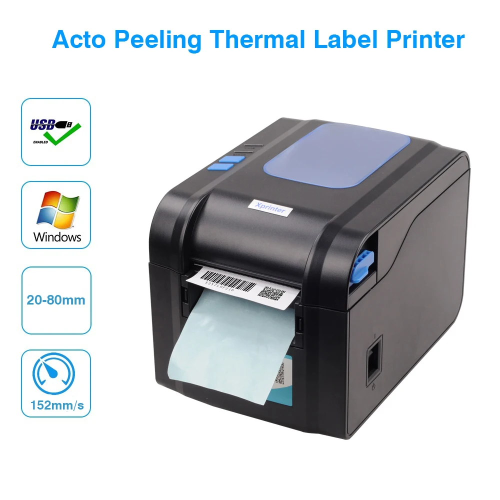 XP-370B Thermal Label Barcode Printer 20mm-80mm Adhesive Sticker Date Price USB Bluetooth Port Use in Supermaket For Windows
XP-370B Thermal Label Barcode Printer 20mm-80mm Adhesive Sticker Date Price USB Bluetooth Port Use in Supermaket For Windows