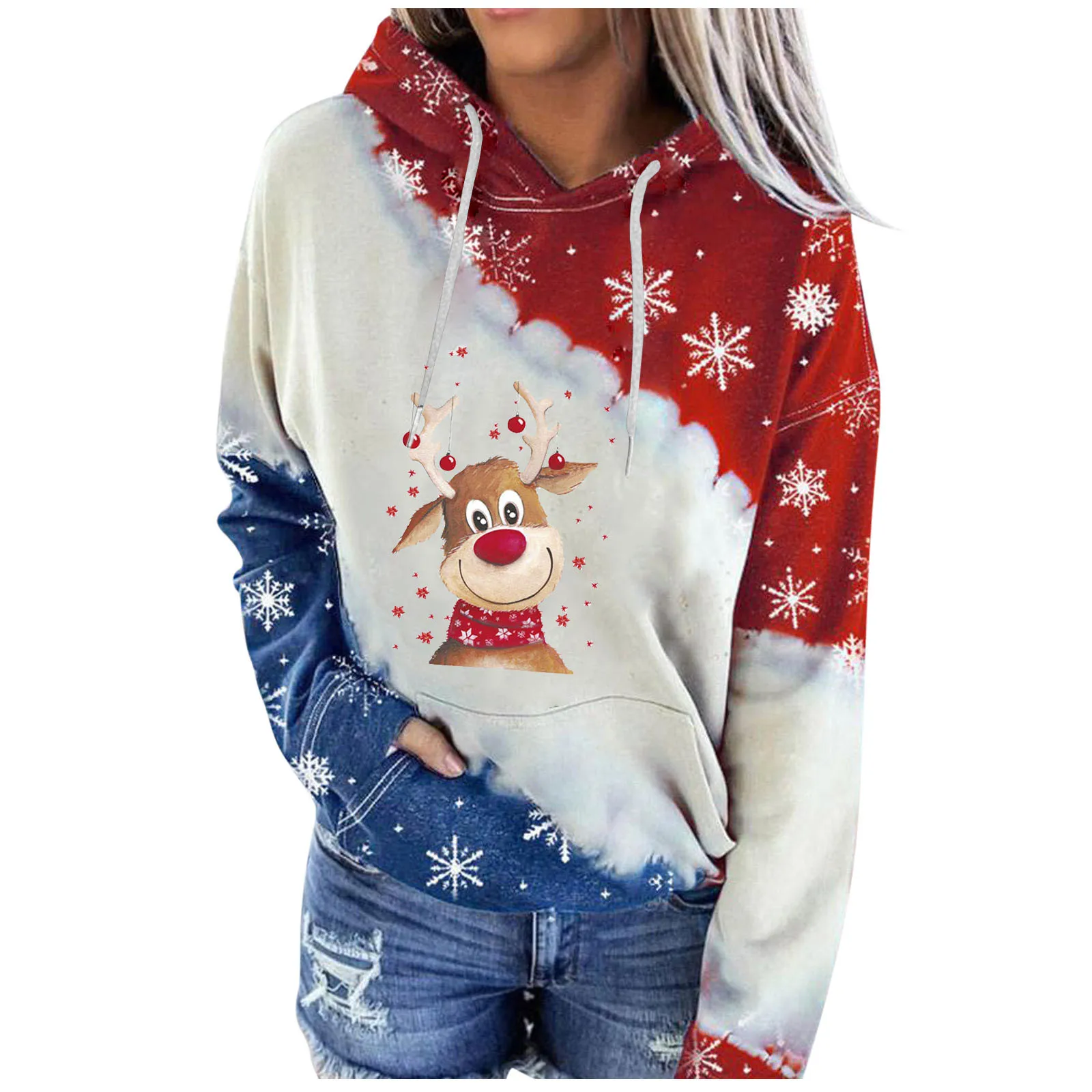 Christmas Women New Fashion Cute Cartoon Reindeer Head Print Hoodies Oversized Contrast Streetwear Sweatshirts Harajuku Pullover
Christmas Women New Fashion Cute Cartoon Reindeer Head Print Hoodies Oversized Contrast Streetwear Sweatshirts Harajuku Pullover