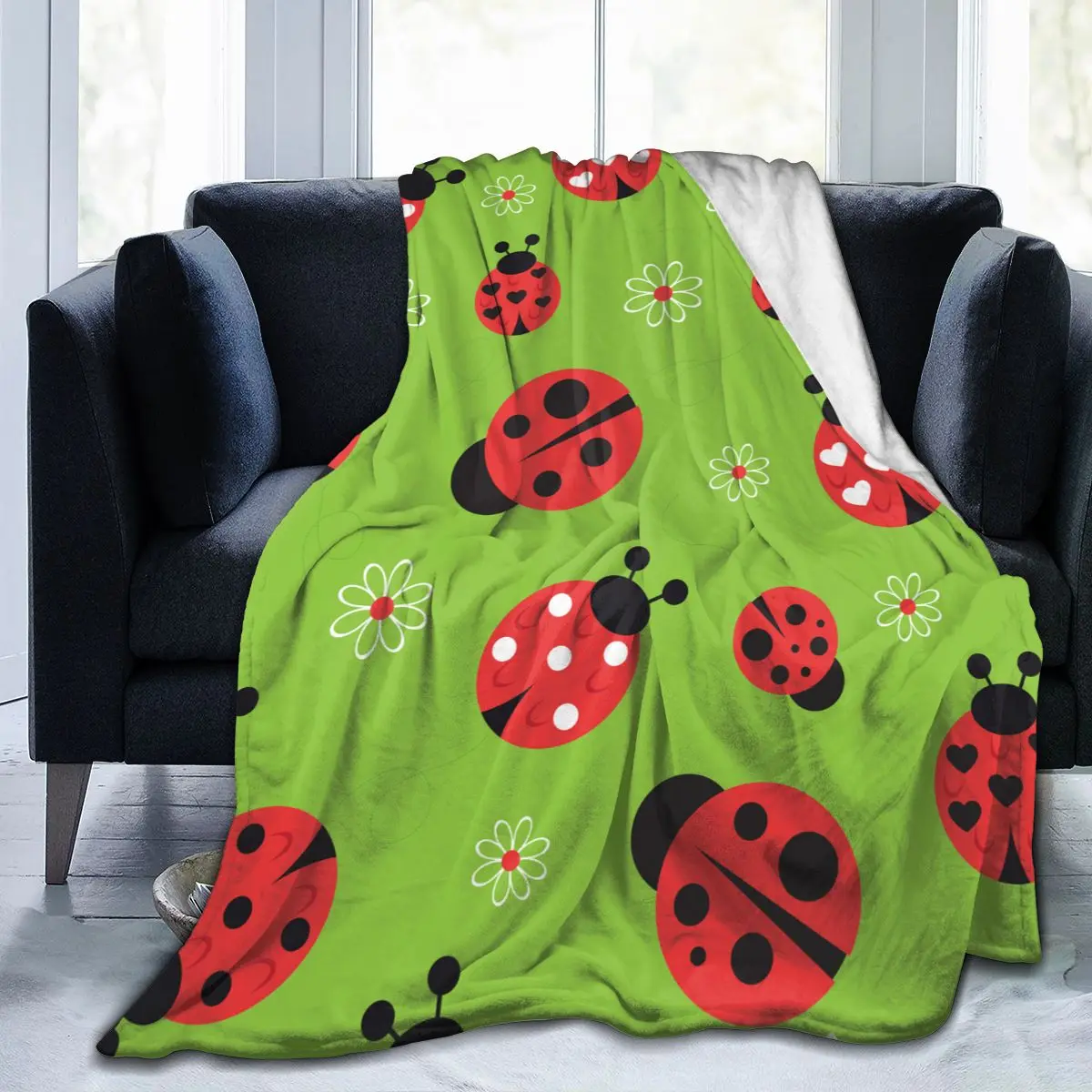 

Уникальное одеяло для семьи, друзей, абстрактные цветы и божья коровка, прочное супермягкое удобное одеяло для дома, подарок