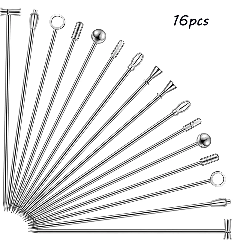 

Коктейльные палочки из нержавеющей стали Зубочистки для коктейлей Мартини оливковые палочки для бара, барбекю, фруктов, напитка Кровавая Мэри, 20 шт.