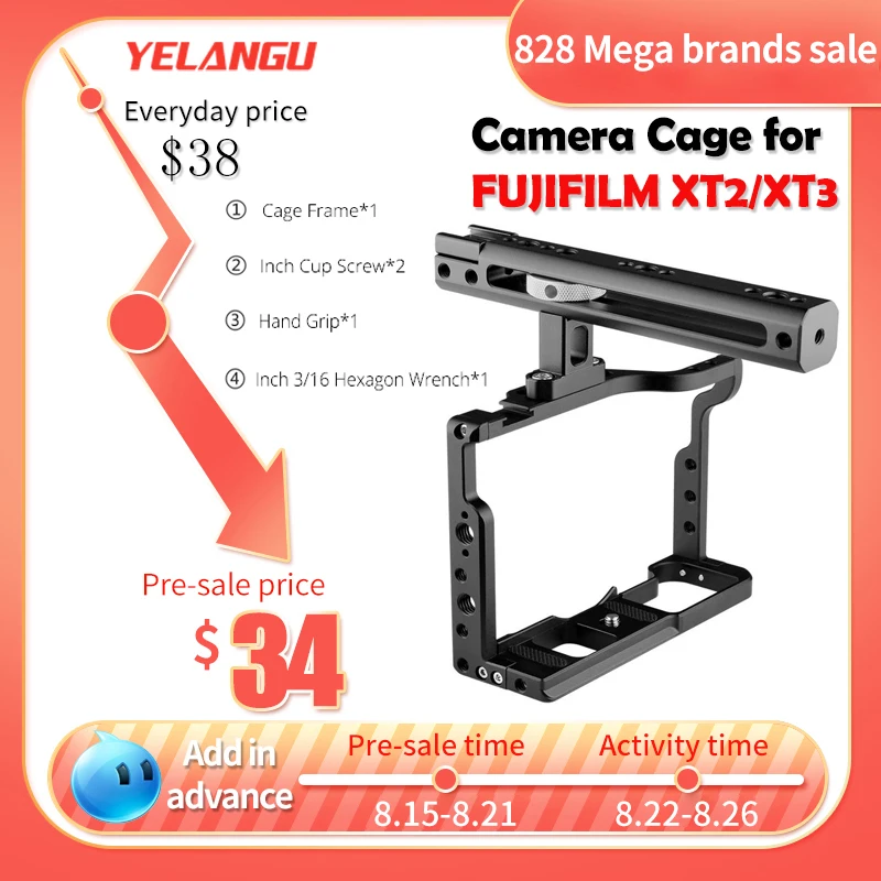 YELANGU C19 Camera Cage for FUJIFILM XT2/XT3 Aluminum Alloy with Cold Shoe Mount Cable Clamp Mounting Adapter free shipping
YELANGU C19 Camera Cage for FUJIFILM XT2/XT3 Aluminum Alloy with Cold Shoe Mount Cable Clamp Mounting Adapter free shipping