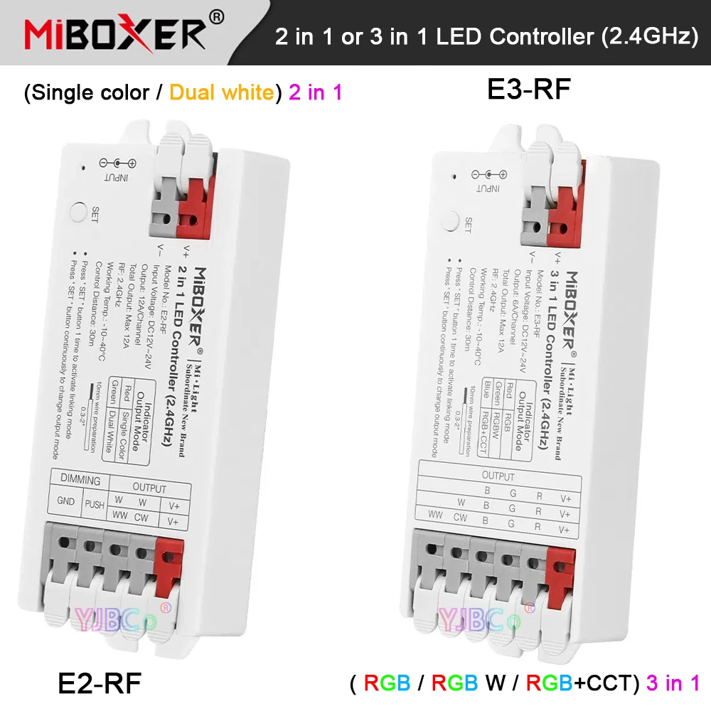 Miboxer 2.4G RF Remote control Single color/Dual white 2 in 1 Light tape Dimmer RGB/RGBW/RGBCCT 3 in 1 LED Strip lamp Controller
Miboxer 2.4G RF Remote control Single color/Dual white 2 in 1 Light tape Dimmer RGB/RGBW/RGBCCT 3 in 1 LED Strip lamp Controller