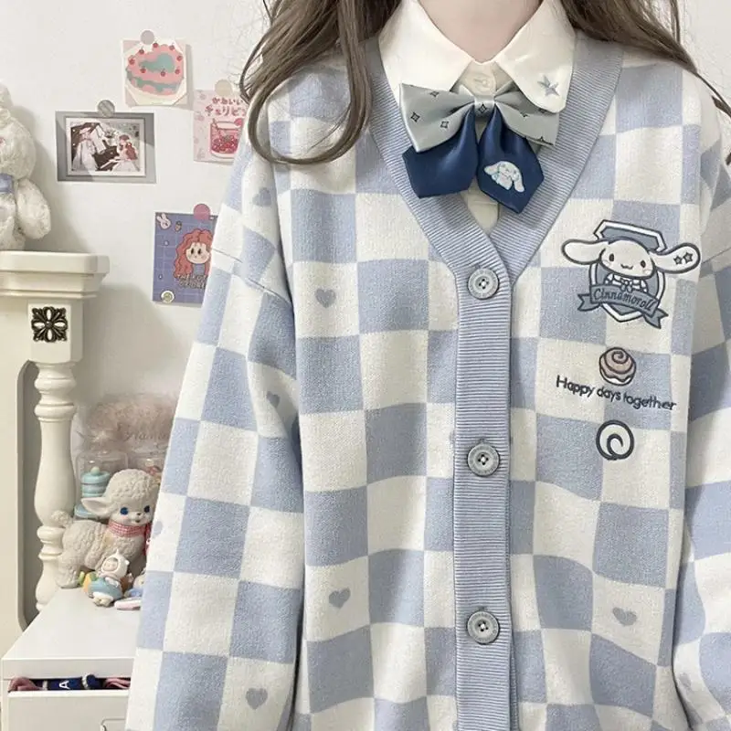 Sanlo Kuromi Melody Jk Uniform Checkerboard Sweater Cardigan Cinnamoroll Embroidery College Style Autumn New Loose Sweet Tops 
Sanlo Kuromi Melody Jk Uniform Checkerboard Sweater Cardigan Cinnamoroll Embroidery College Style Autumn New Loose Sweet Tops