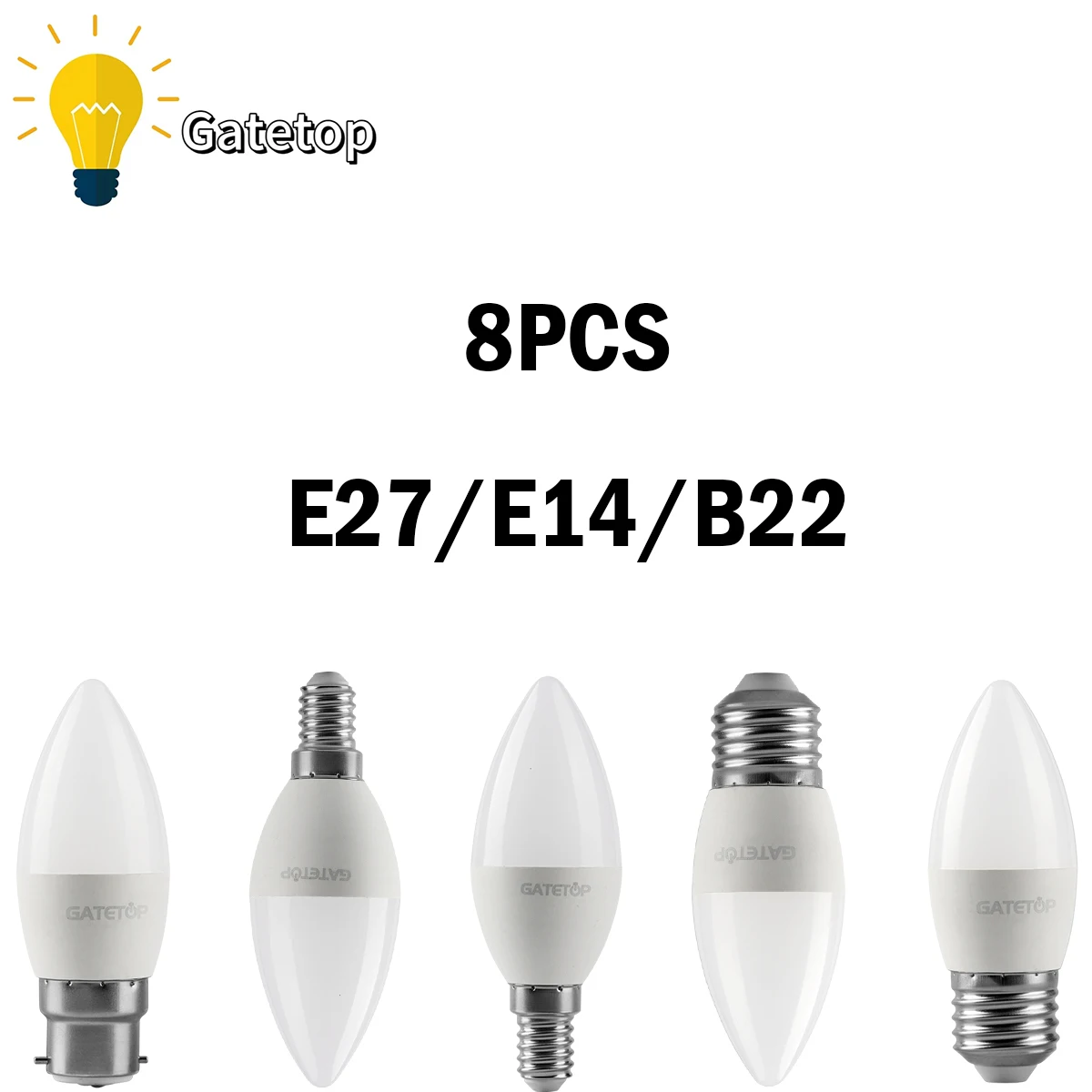 

8Pcs 220V Led Bulb C37 3W-7W E27/B22/E14 3000K/4000K/6000K No Strobe High Lumen Lamp For Interiors Lighting
