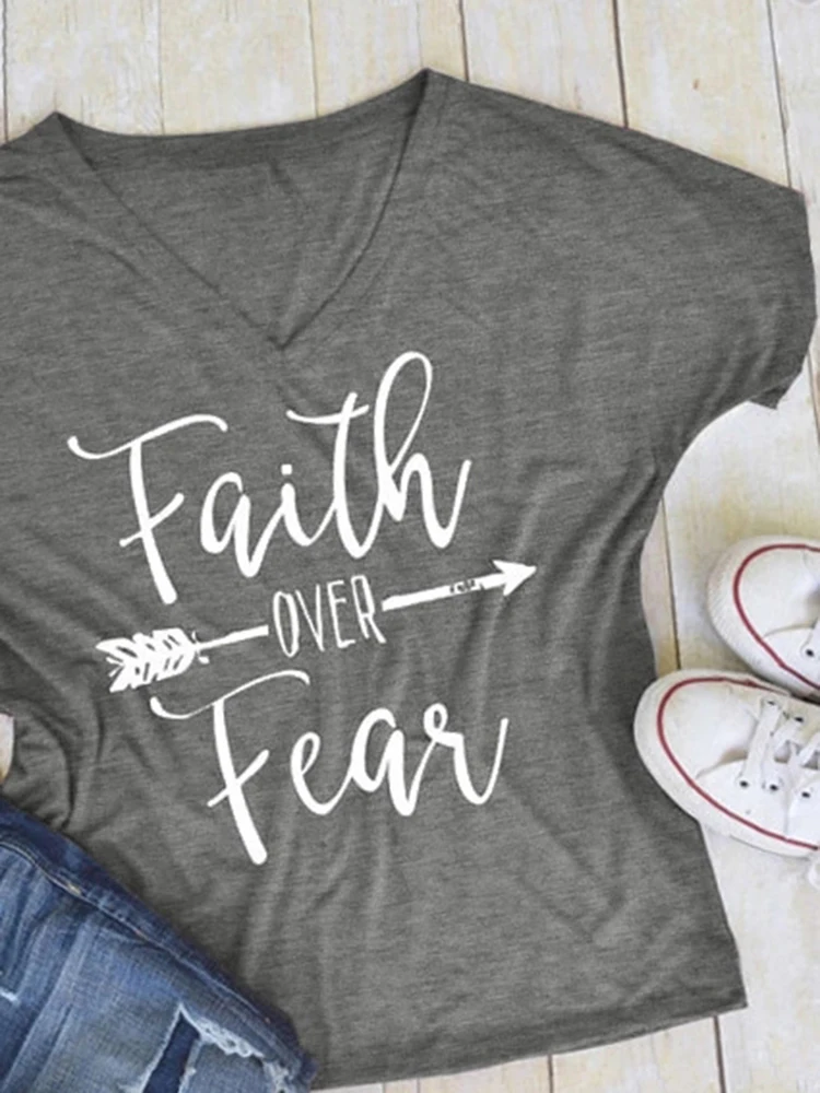 Print T Shirt Women Faith Over Fear Arrow T-Shirt Harajuku Fashion T-shirt Summer Short Sleeve Top Tees Female Camisas
Print T Shirt Women Faith Over Fear Arrow T-Shirt Harajuku Fashion T-shirt Summer Short Sleeve Top Tees Female Camisas