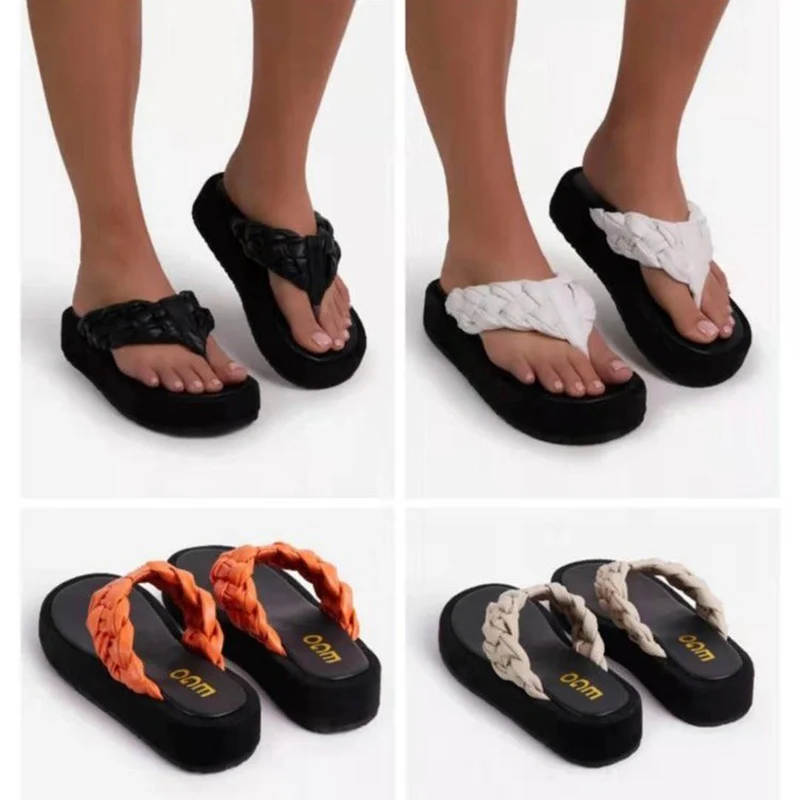 Hausschuhe Damen Platform Flip Flops Women Summer Fashionable Woven Design Non-slip Slope Heel Slippers Comfortable Beach Shoes
Hausschuhe Damen Platform Flip Flops Women Summer Fashionable Woven Design Non-slip Slope Heel Slippers Comfortable Beach Shoes