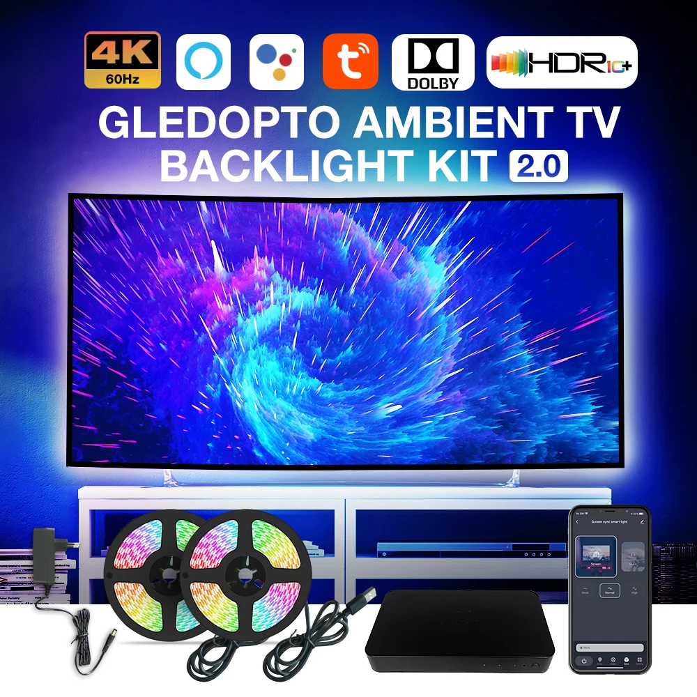 Gledopto Smart Wireless Ambient TV Backlights HDMI-Compatible Sync Box RGBIC LED Strip Light Kit For TV Screen Decoration Xbox
Gledopto Smart Wireless Ambient TV Backlights HDMI-Compatible Sync Box RGBIC LED Strip Light Kit For TV Screen Decoration Xbox