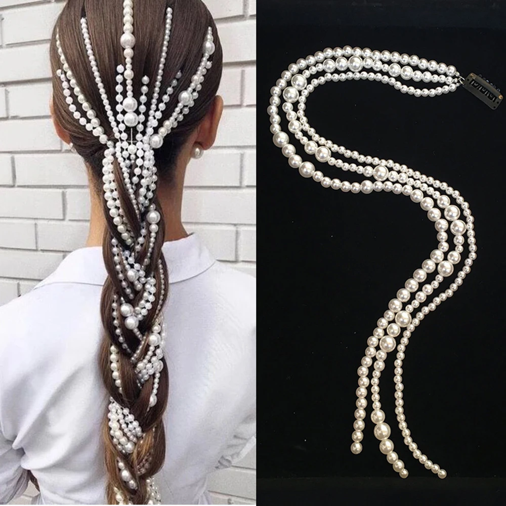 Punk Bohemian Ponytail Hair Extension Chain Wedding Hair Accessories Jewelry Pearl Metal Hair Extension Clips for Girls Women
Punk Bohemian Ponytail Hair Extension Chain Wedding Hair Accessories Jewelry Pearl Metal Hair Extension Clips for Girls Women