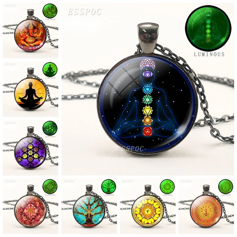 Luminous Necklace Mandala Necklaces 7 Chakra Pendant OM Jewelry for Women Glass Cabochon Pendants Zen Gifts Jewellery
Luminous Necklace Mandala Necklaces 7 Chakra Pendant OM Jewelry for Women Glass Cabochon Pendants Zen Gifts Jewellery