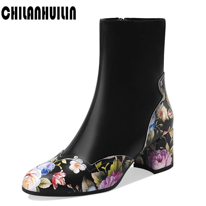 autumn winter dress shoes women floral printed stylish shoes genuine leather ankle boots ladies high heels zipper boots black
autumn winter dress shoes women floral printed stylish shoes genuine leather ankle boots ladies high heels zipper boots black