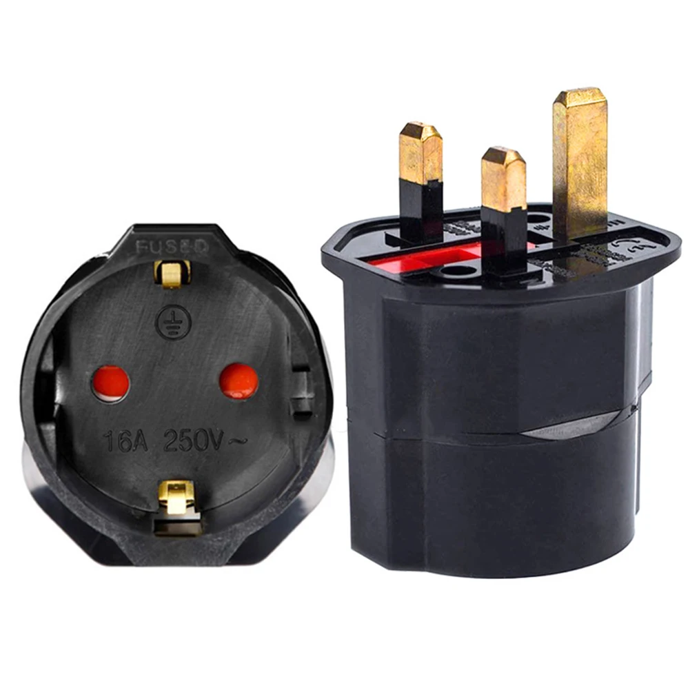 

EU 2 Pin To UK 3 Pin Plug AC 13A 250V Adapter Travel Converter 13A 250V With Fuse Electrical Outlet Adapters Converters
