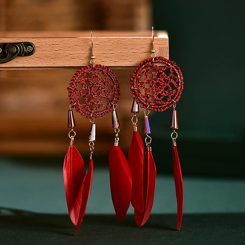 Feather Tassel Earrings Women's Korean Long Dream Catcher Water Drop Earrings Bohemian Jewelry Vacation Accessories For Summer
Feather Tassel Earrings Women's Korean Long Dream Catcher Water Drop Earrings Bohemian Jewelry Vacation Accessories For Summer