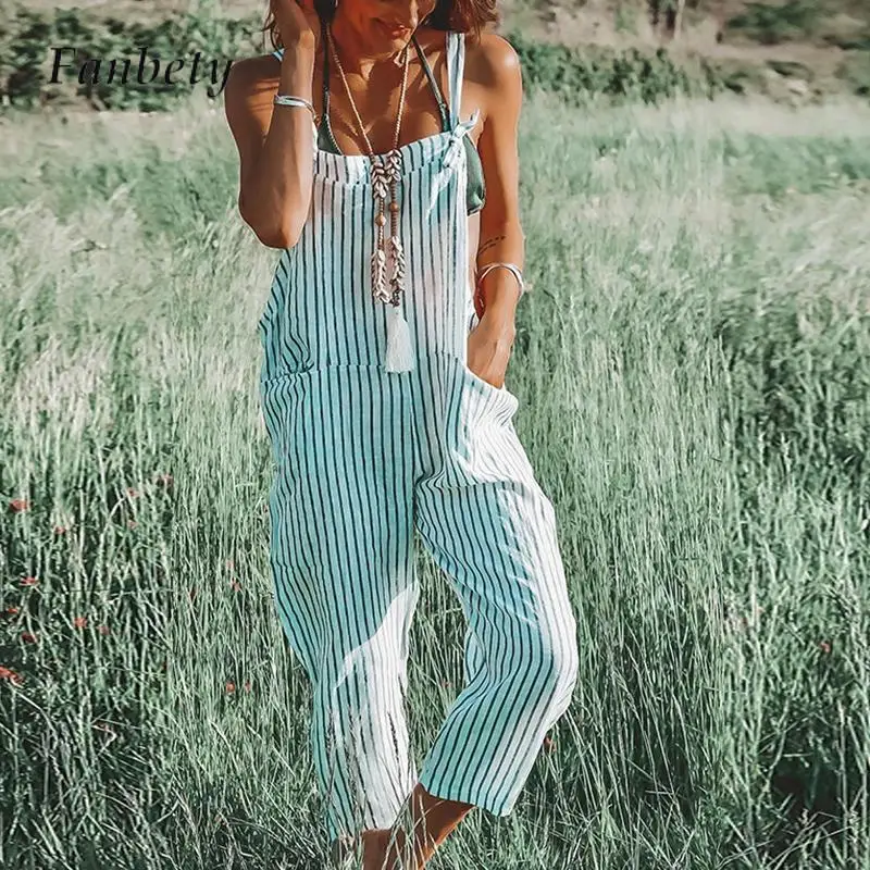 Summer Casual Pocket Loose Romper Elegant Bandage Spaghetti Straps Sleeveless Jumpsuit Women Fahsion Striped Print Long Playsuit
Summer Casual Pocket Loose Romper Elegant Bandage Spaghetti Straps Sleeveless Jumpsuit Women Fahsion Striped Print Long Playsuit