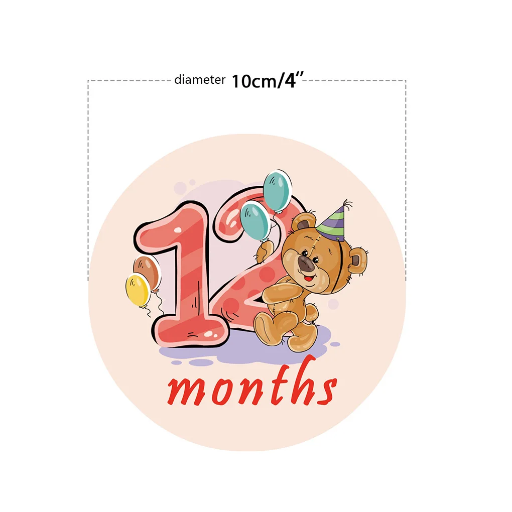 

12pcs Baby Monthly Stickers Milestone Memorial Cartoon Sticker Photograph Props Women Pregnant Month Decals Photo Props