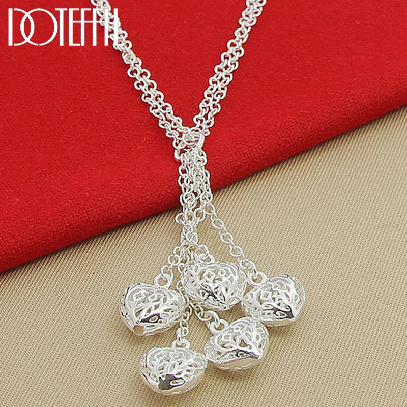 DOTEFFIL 925 Sterling Silver Multi-Chain Hollow Ball Five Heart Necklace Chain For Women Engagement Wedding Charm Jewelry
DOTEFFIL 925 Sterling Silver Multi-Chain Hollow Ball Five Heart Necklace Chain For Women Engagement Wedding Charm Jewelry
