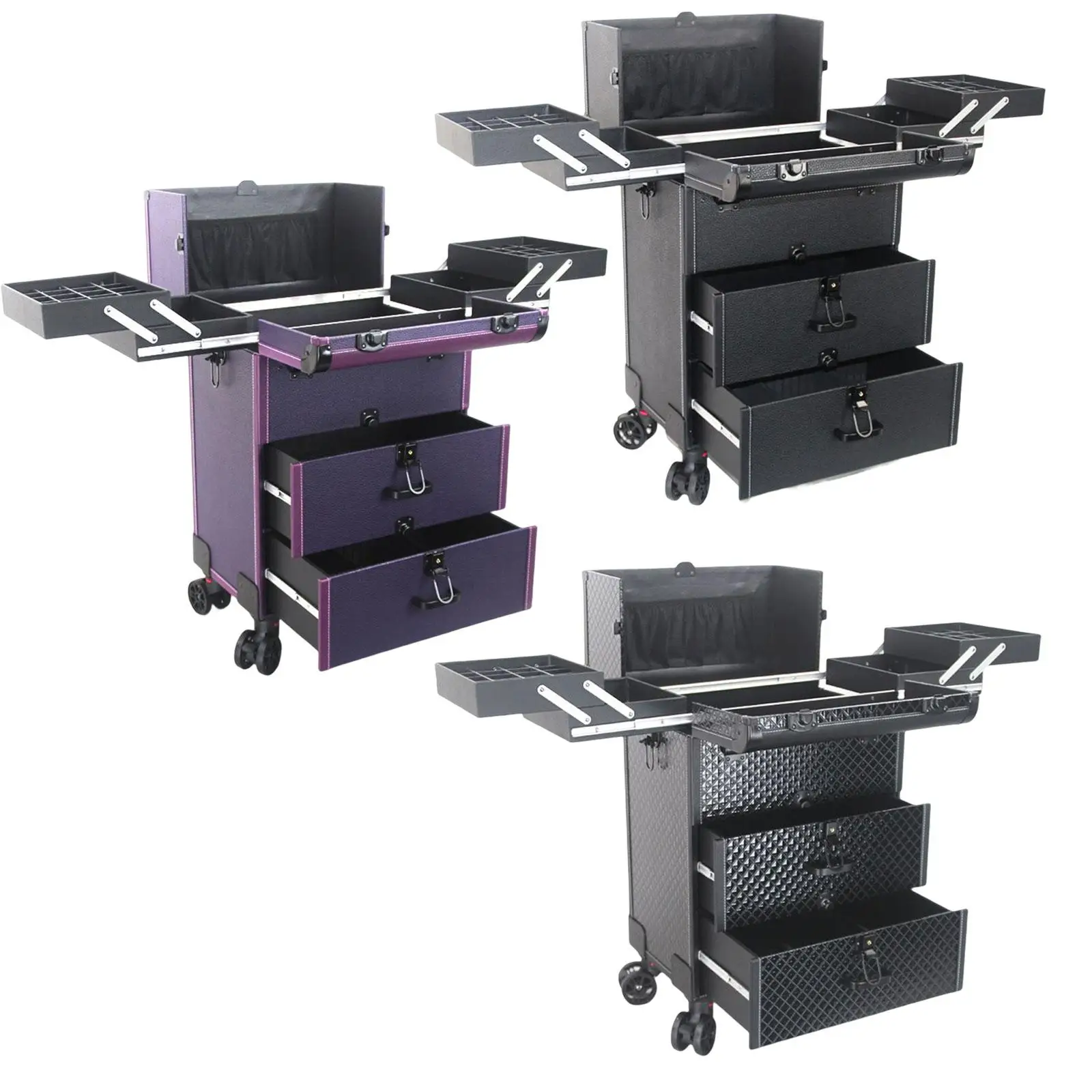 Trolley Makeup Train Case with Handle, Drawbar Lockable Travel Cosmetic Box for Cosmetologist Nail Tech Bottles Hairdryer Trip
Trolley Makeup Train Case with Handle, Drawbar Lockable Travel Cosmetic Box for Cosmetologist Nail Tech Bottles Hairdryer Trip
